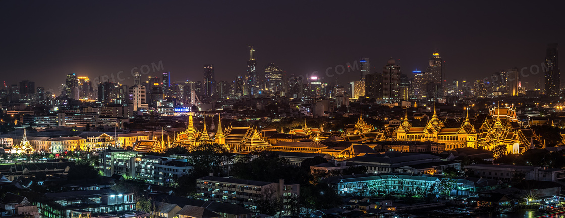 曼谷夜景城市景观摄影图片