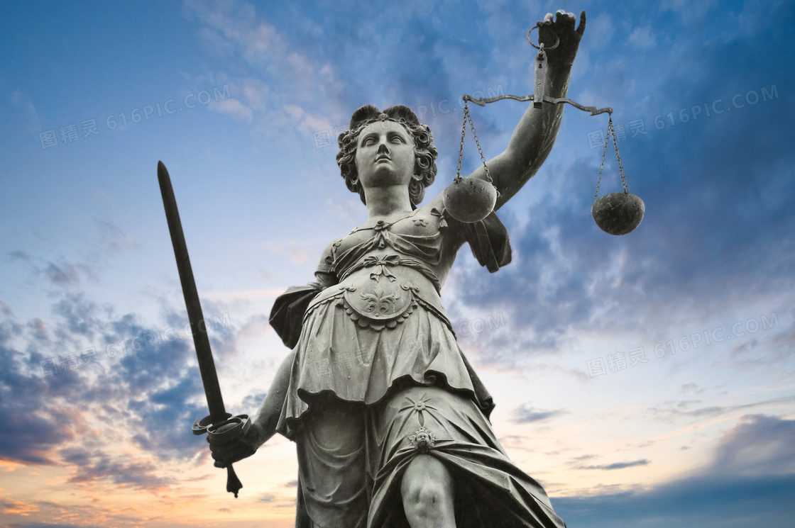 象征公平正义的女神像摄影高清图片