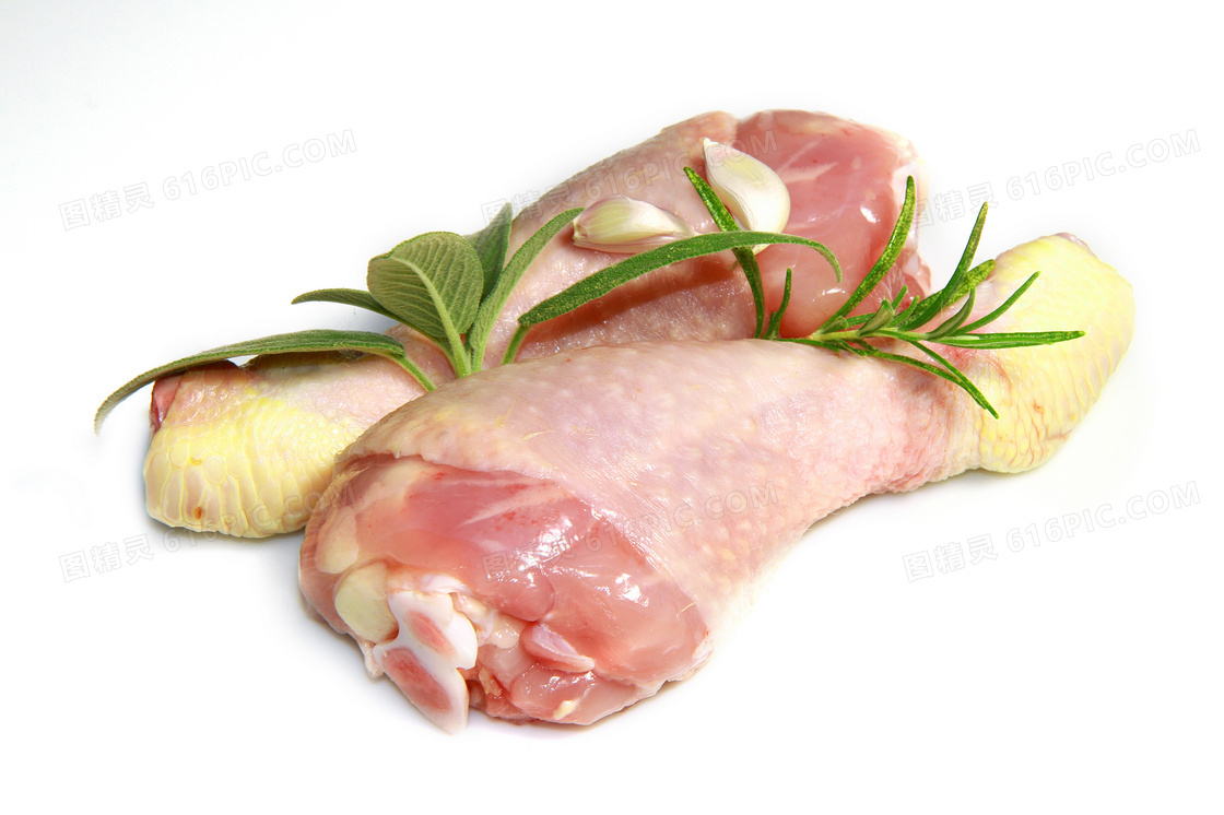 两个生鲜鸡腿食材特写摄影高清图片