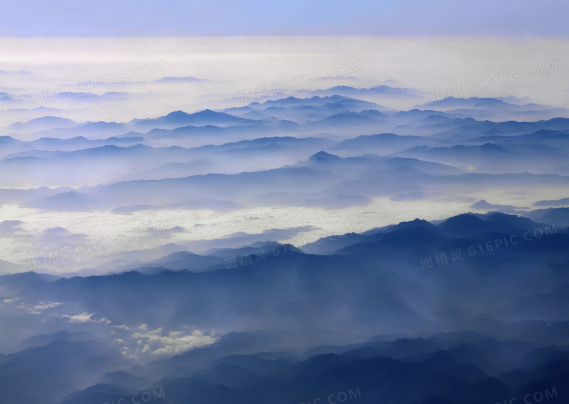 唯美的山頂雲海雲霧效果攝影圖片