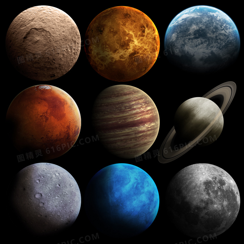 太阳系中的九大行星表面等高清图片