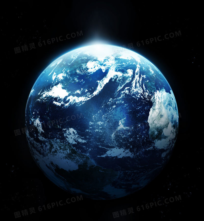 冰雪覆盖下的蓝色星球创意高清图片