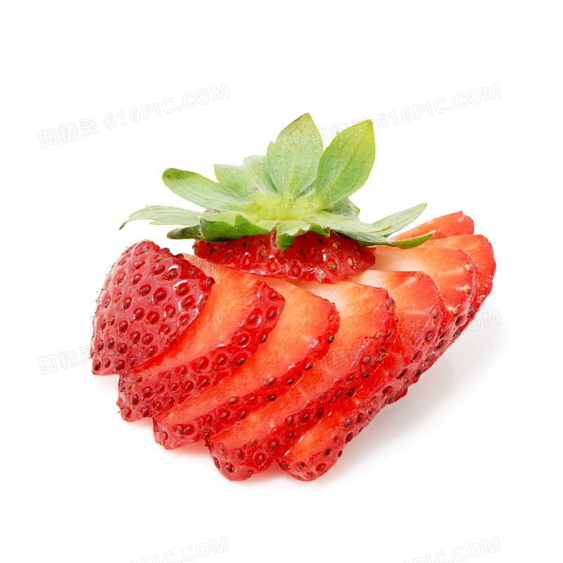 被片成片儿的草莓特写摄影高清图片