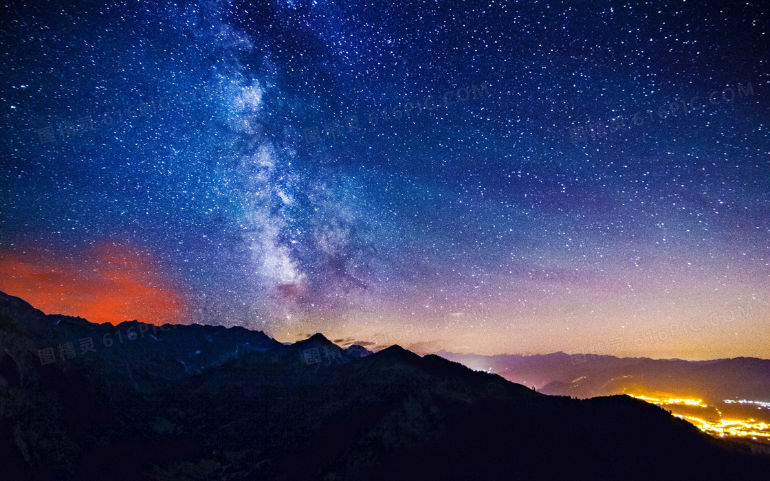 山顶美丽夜景星空摄影图片