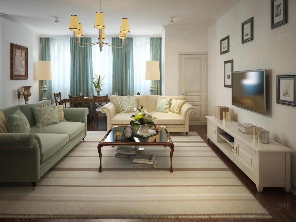 法式客厅沙发茶几效果图-上海装潢网