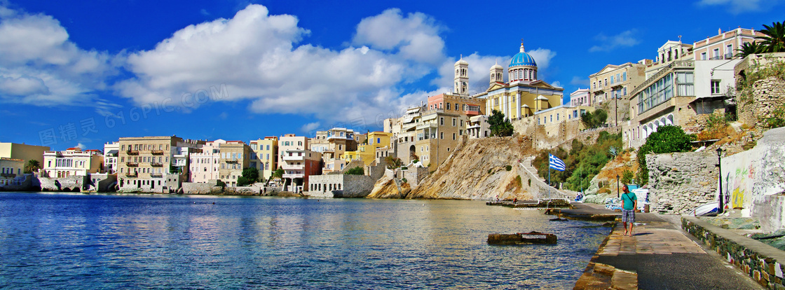 希腊蓝天白云景观风光摄影高清图片