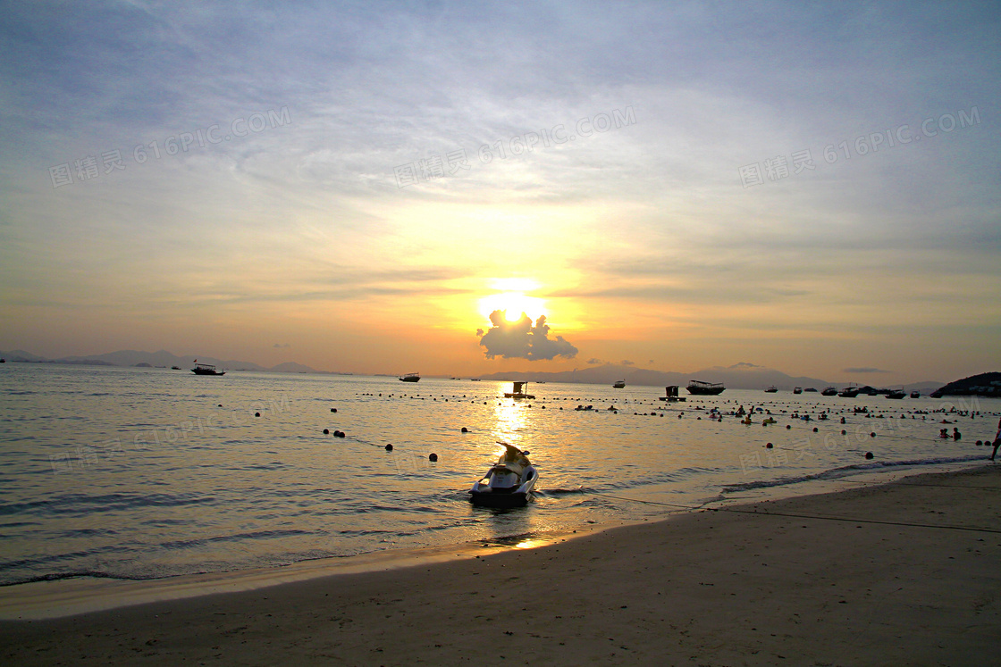 巽寮湾海边落日风光摄影图片