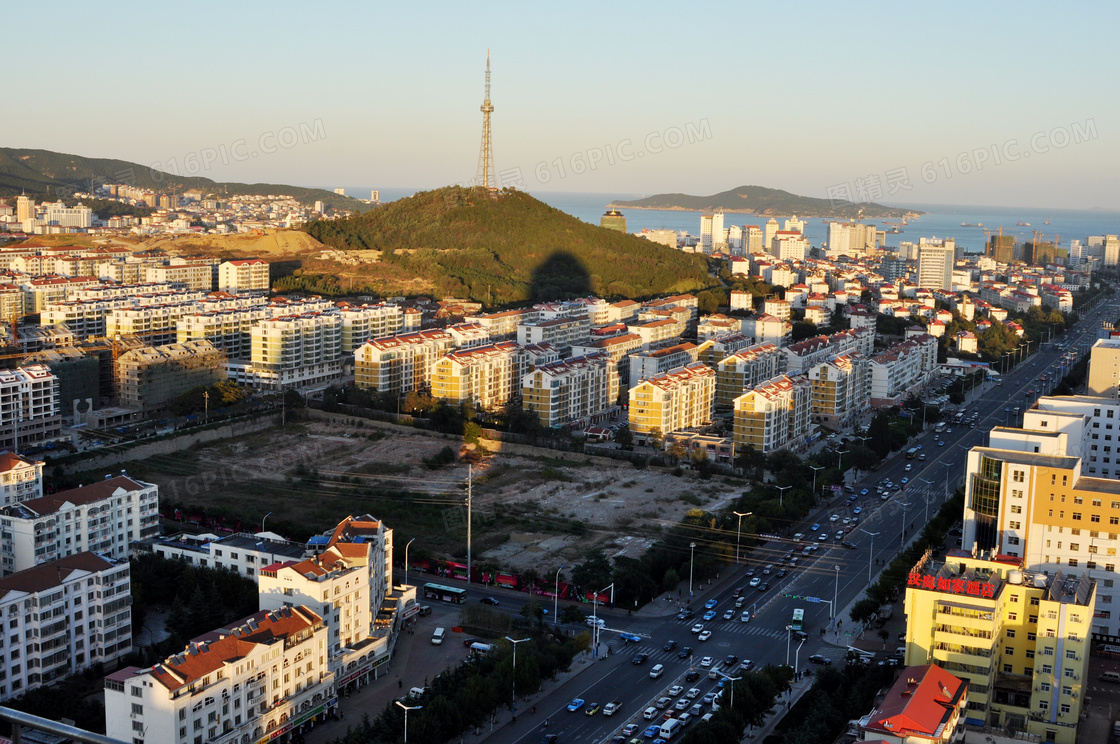 威海古寨小区全景图摄影图片