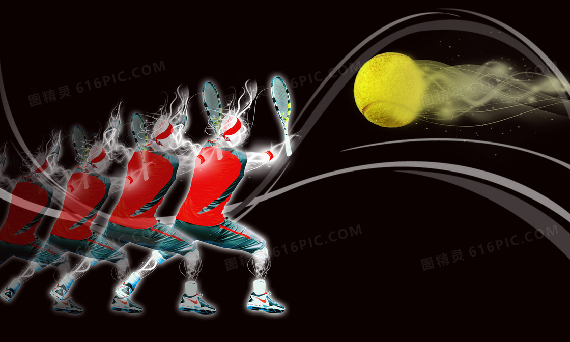 快速移动的网球运动员创意高清图片