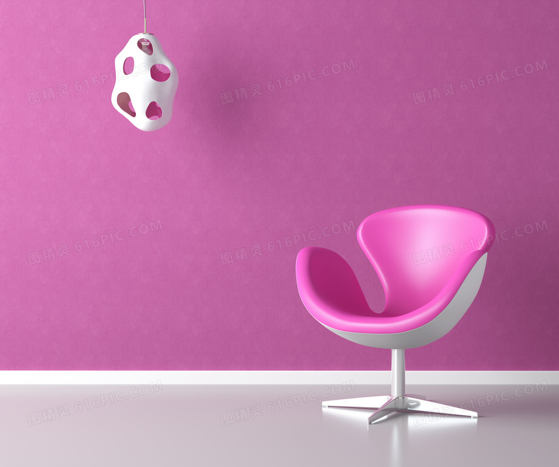 紫色的墙壁与时尚座椅摄影高清图片