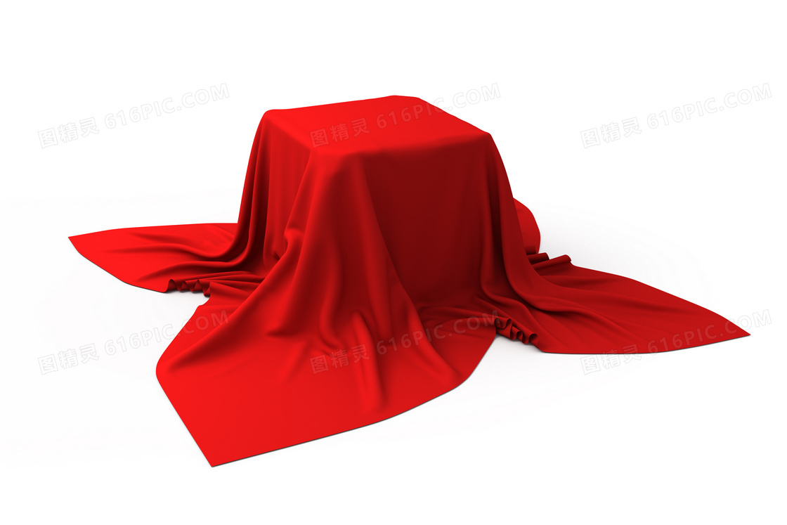 红布覆盖下的神秘物体摄影高清图片