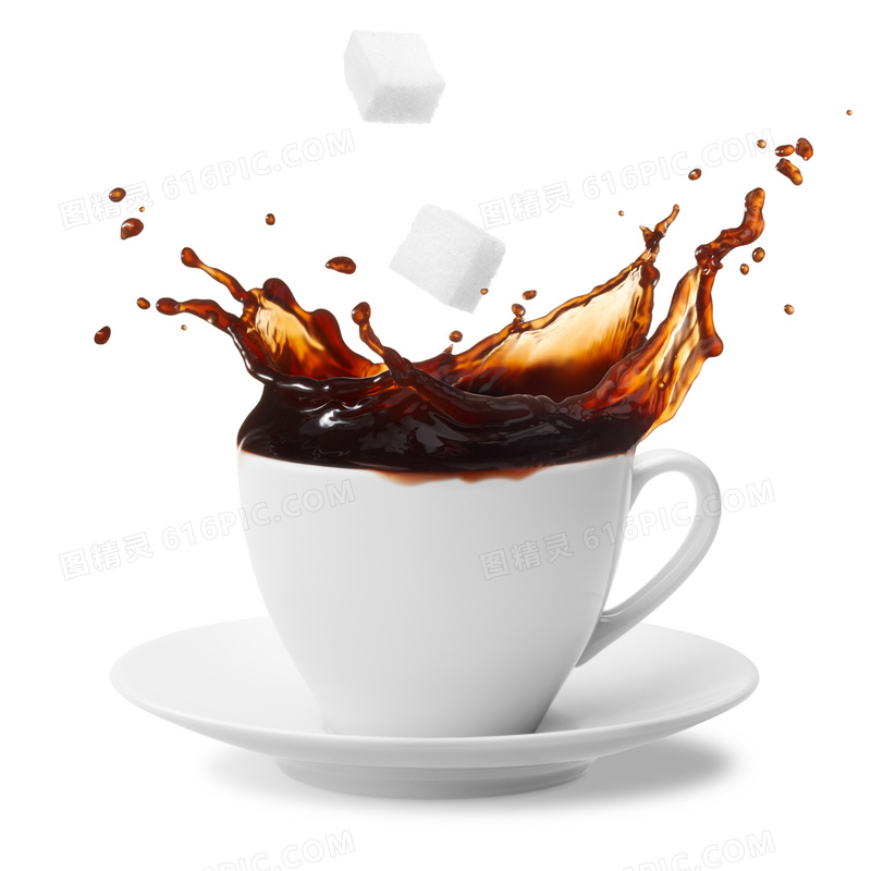 从咖啡杯里的咖啡飞溅摄影高清图片