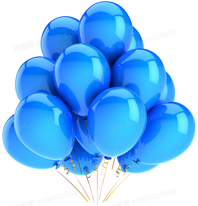 鲜艳的蓝色氢气球组合摄影高清图片