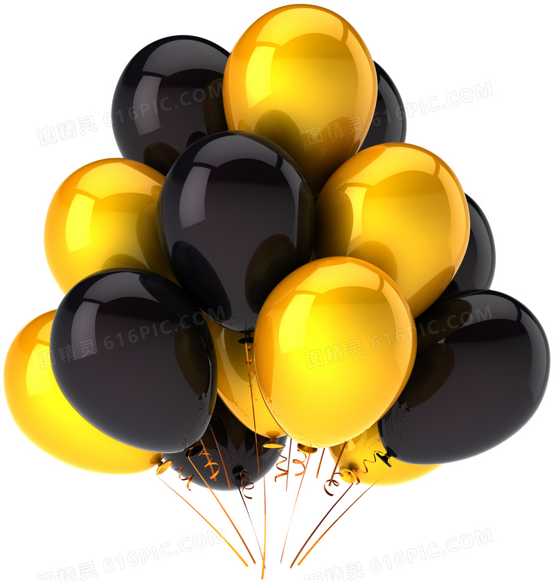 黄色黑色俩颜色的气球摄影高清图片