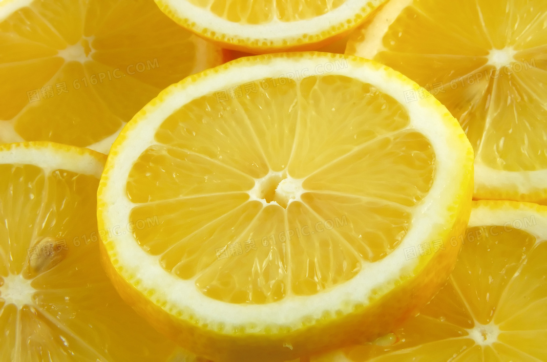 黄柠檬片静物近景特写摄影高清图片