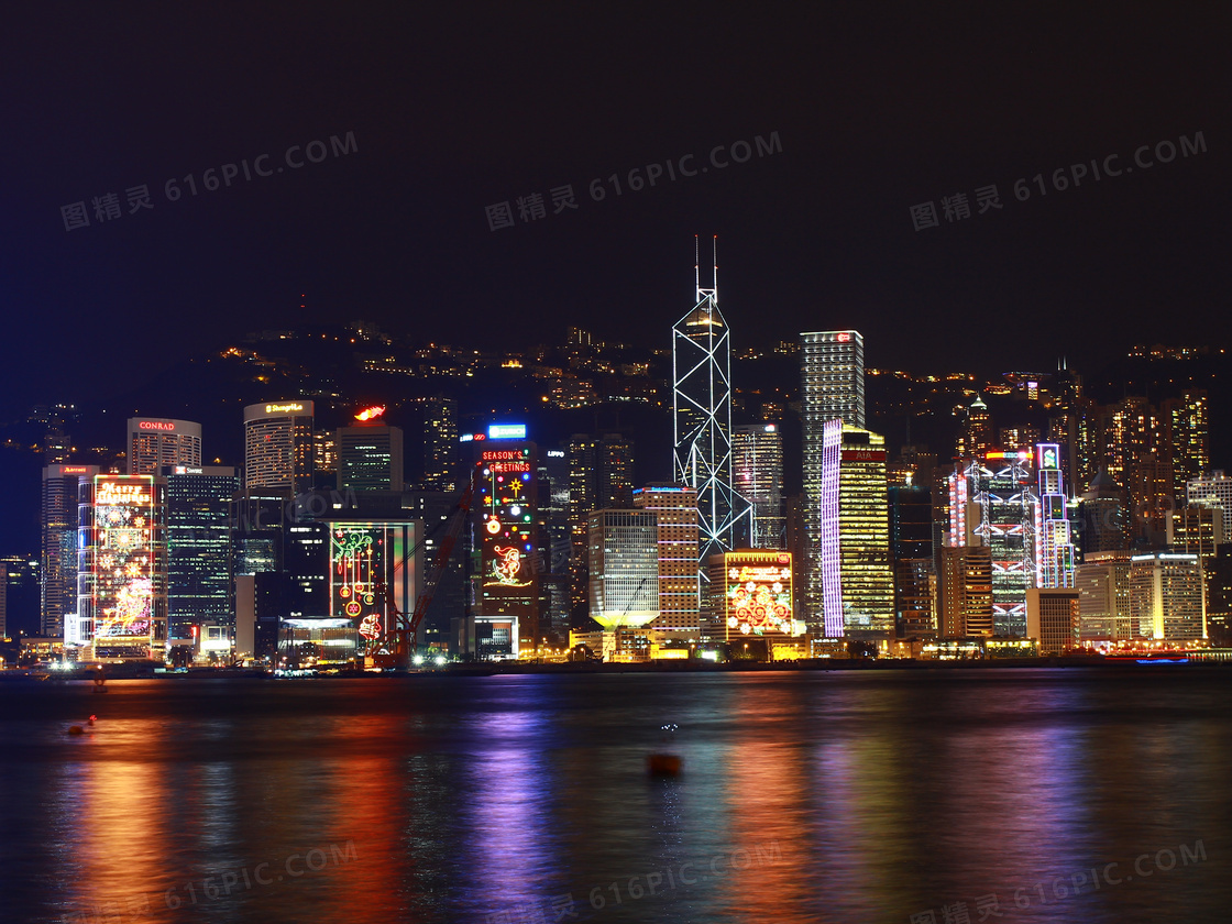 香港夜景灯光摄影图片素材