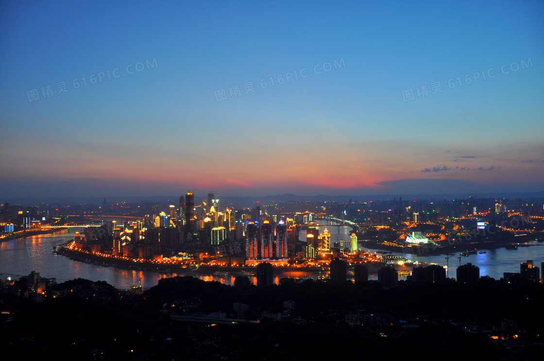 渝中半岛夜景全景摄影图片素材