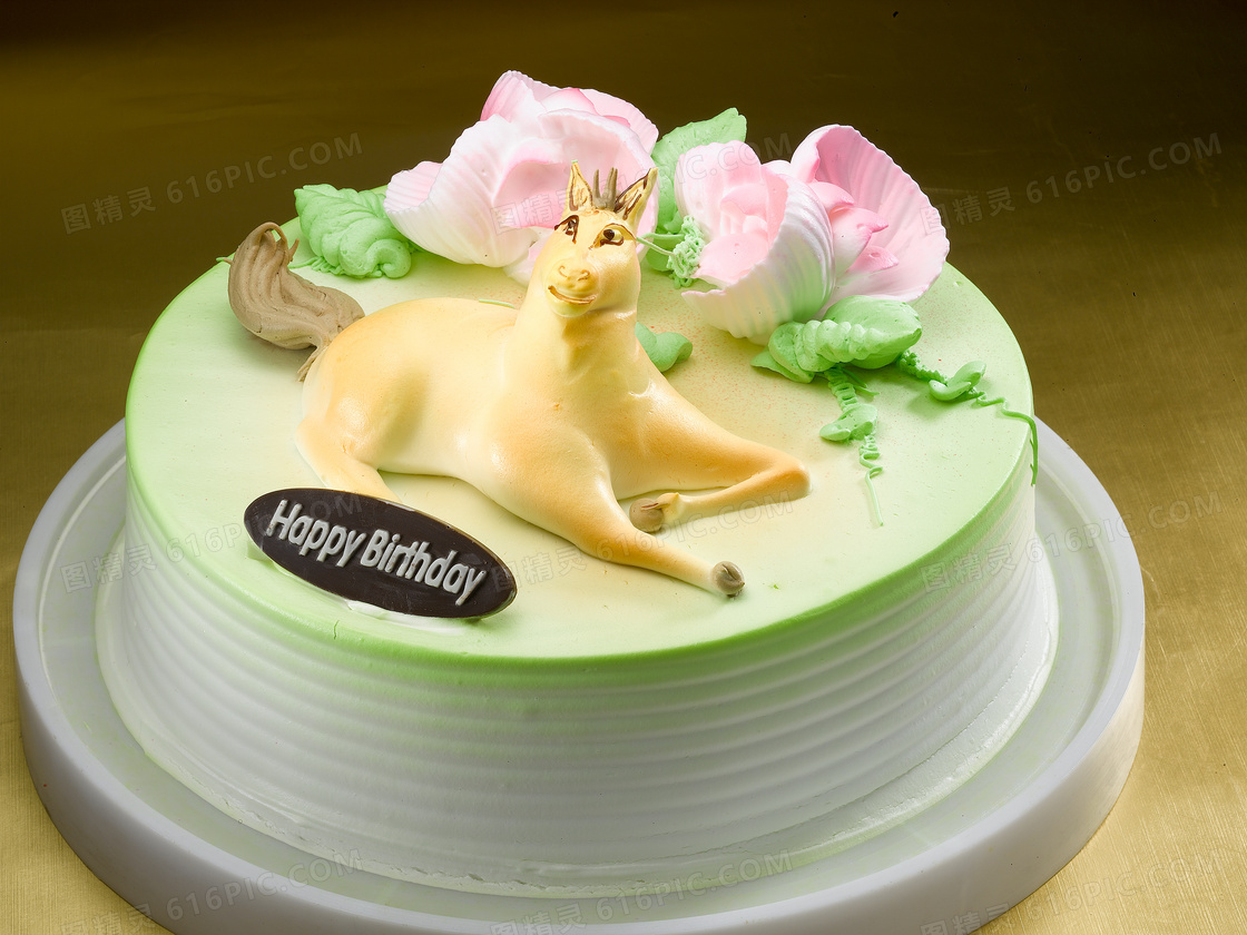 纯奶油生日蛋糕摄影图片