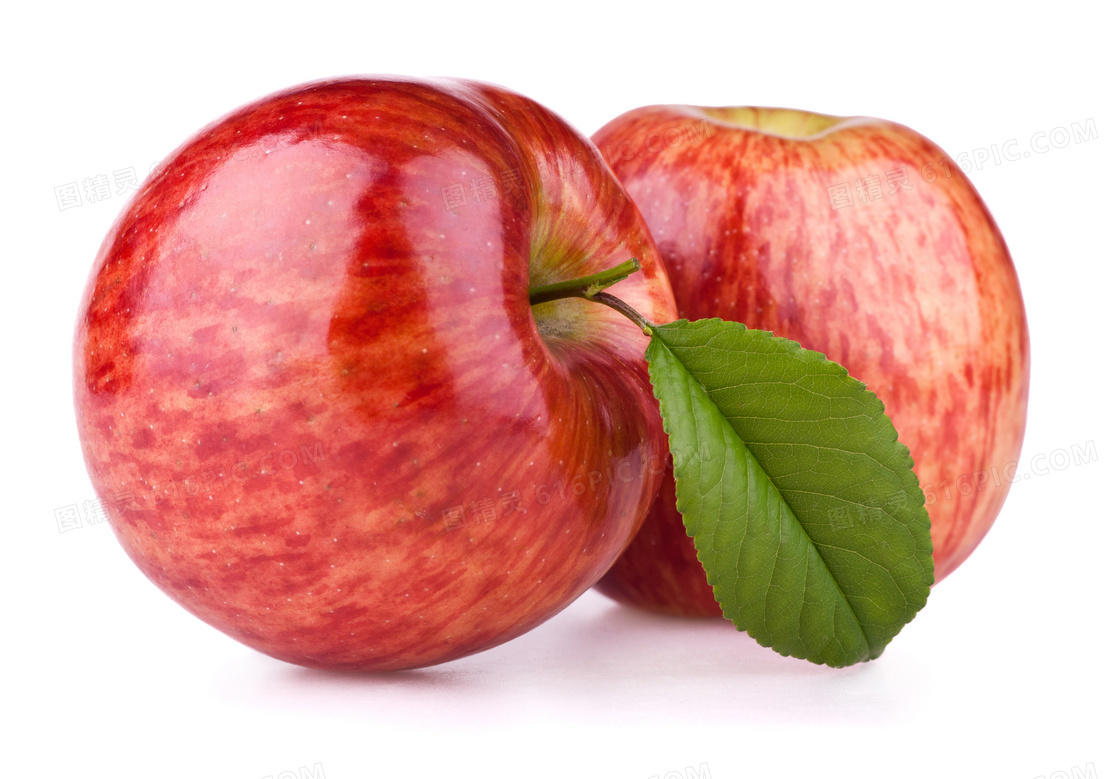 色彩红润两枚苹果特写摄影高清图片