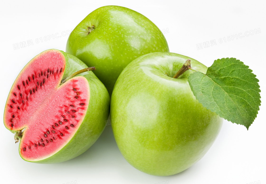 红色西瓜瓤青苹果创意设计高清图片