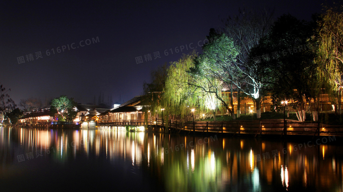 美丽的乌镇夜景摄影图片