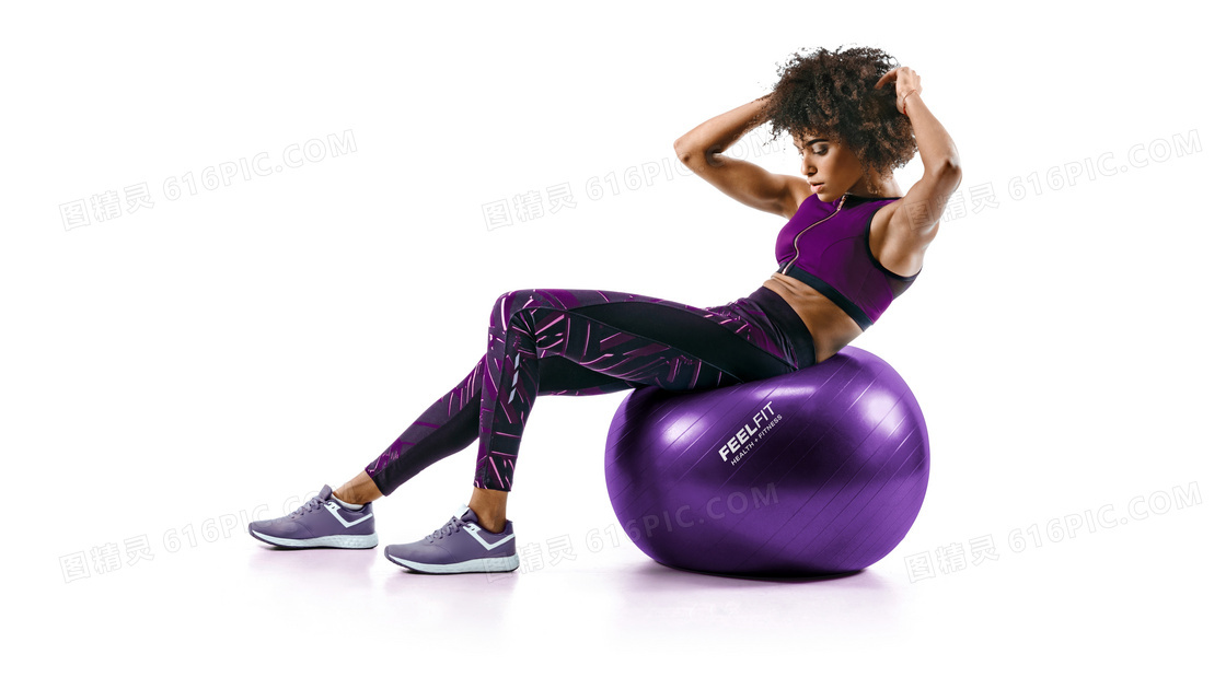 紫色运动服装装扮健身美女摄影图片