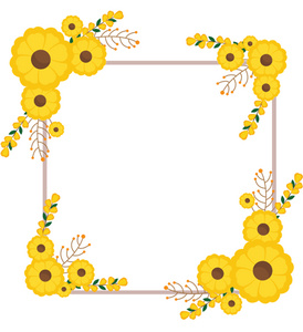 黄色卡通向日葵边框图片