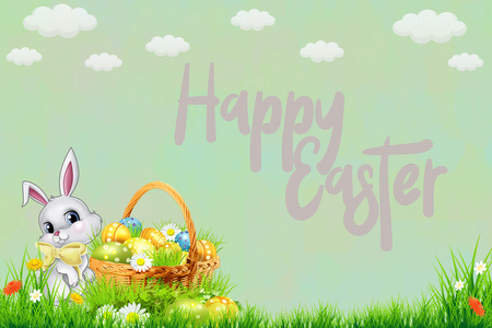卡通兔子复活节背景图片