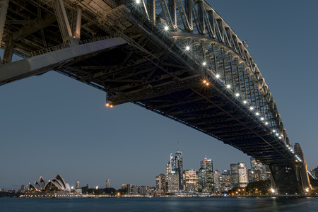 悉尼海港大桥与歌剧院摄影高清图片