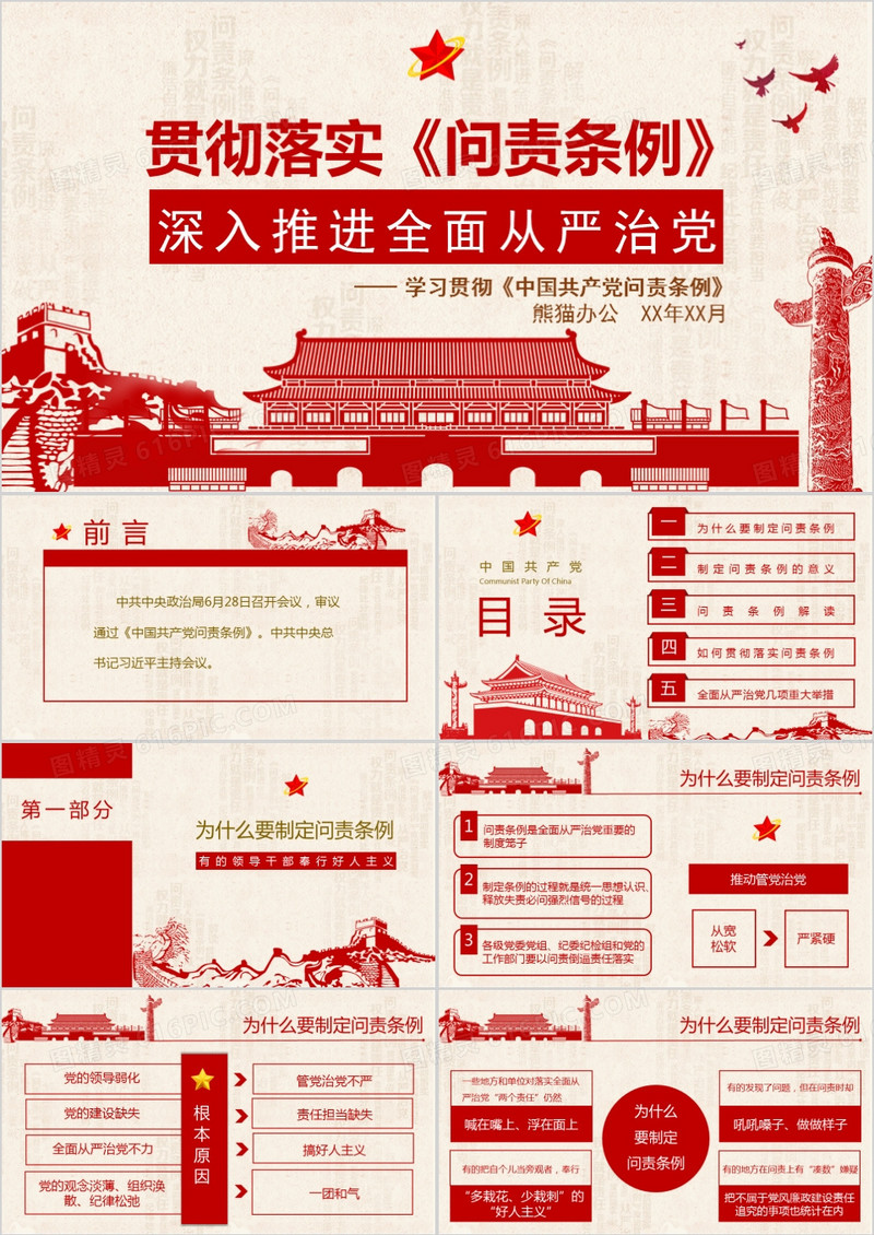 党风学习问责条例解读心得体会PPT模板