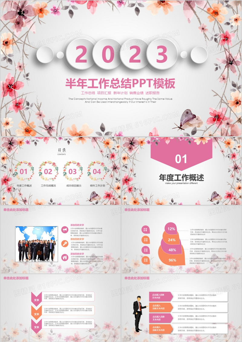 2023年半年年终工作总结ppt模板