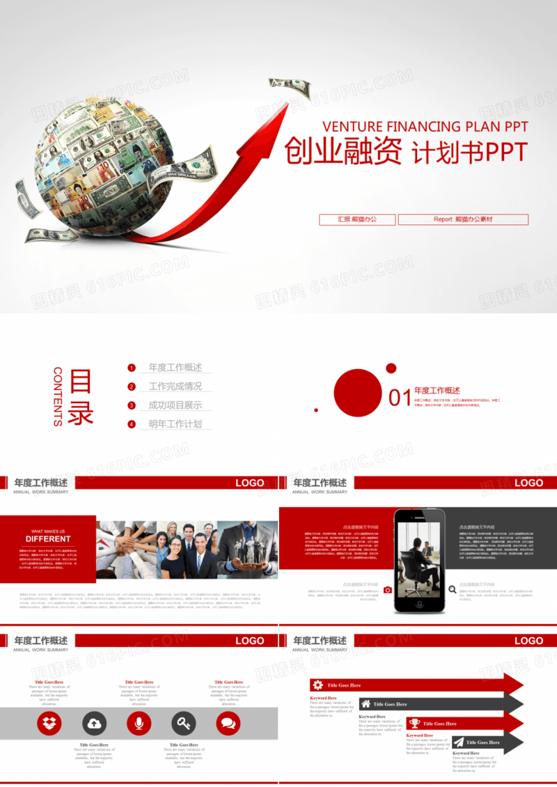 投资 创意货币 创业融资计划书PPT模版
