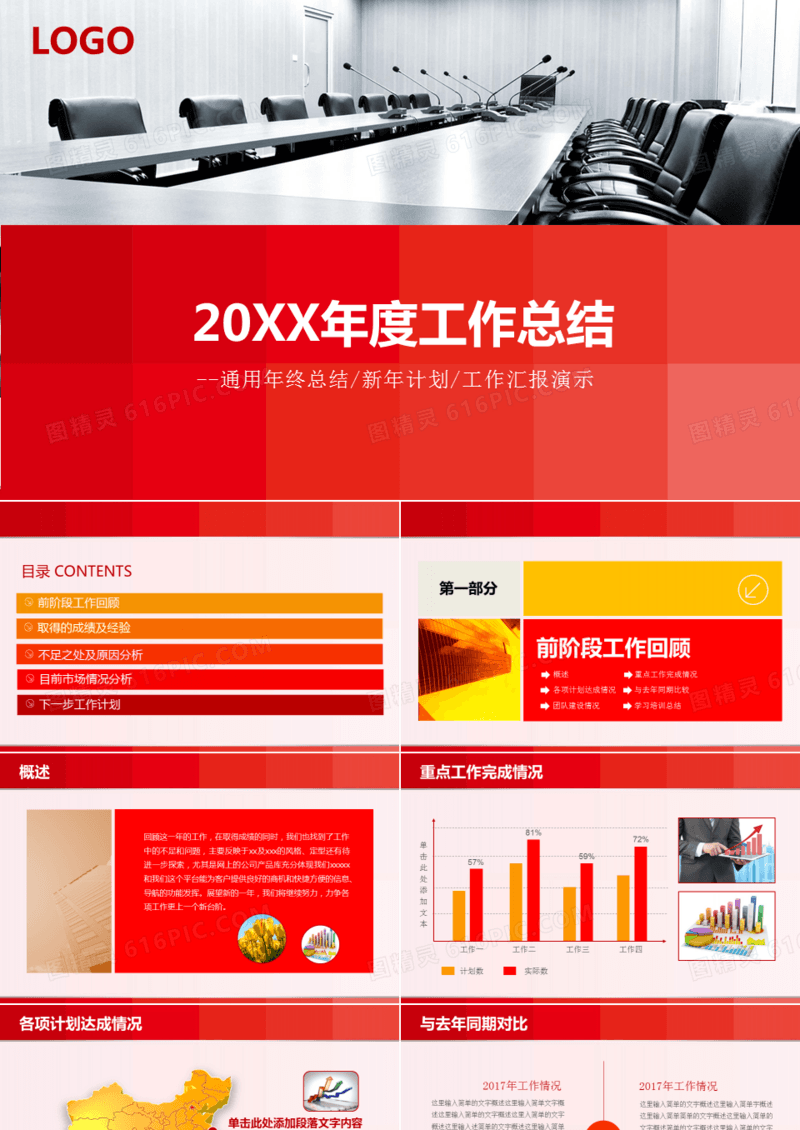 高端时尚彩色风格年度工作总结PPT模板