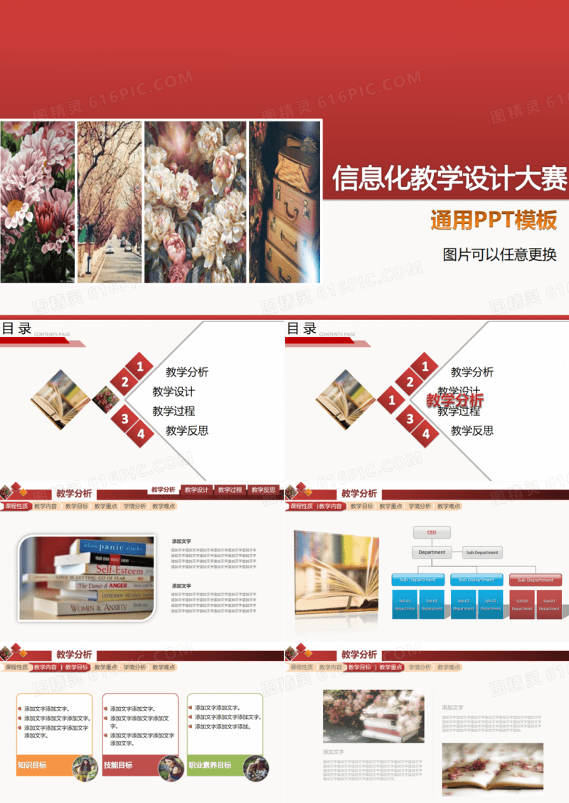 红色喜庆信息化教学设计动态PPT模板