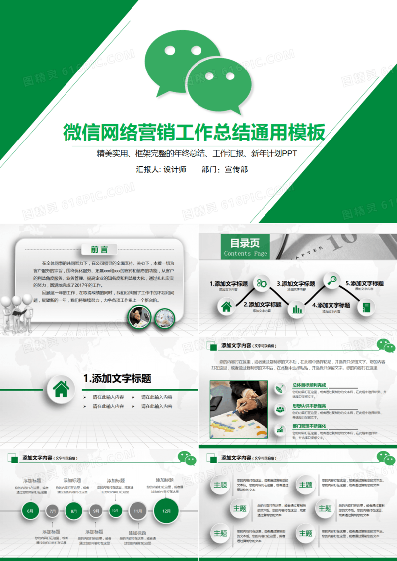 微信微商网络营销业绩报告工作专用PPT模板