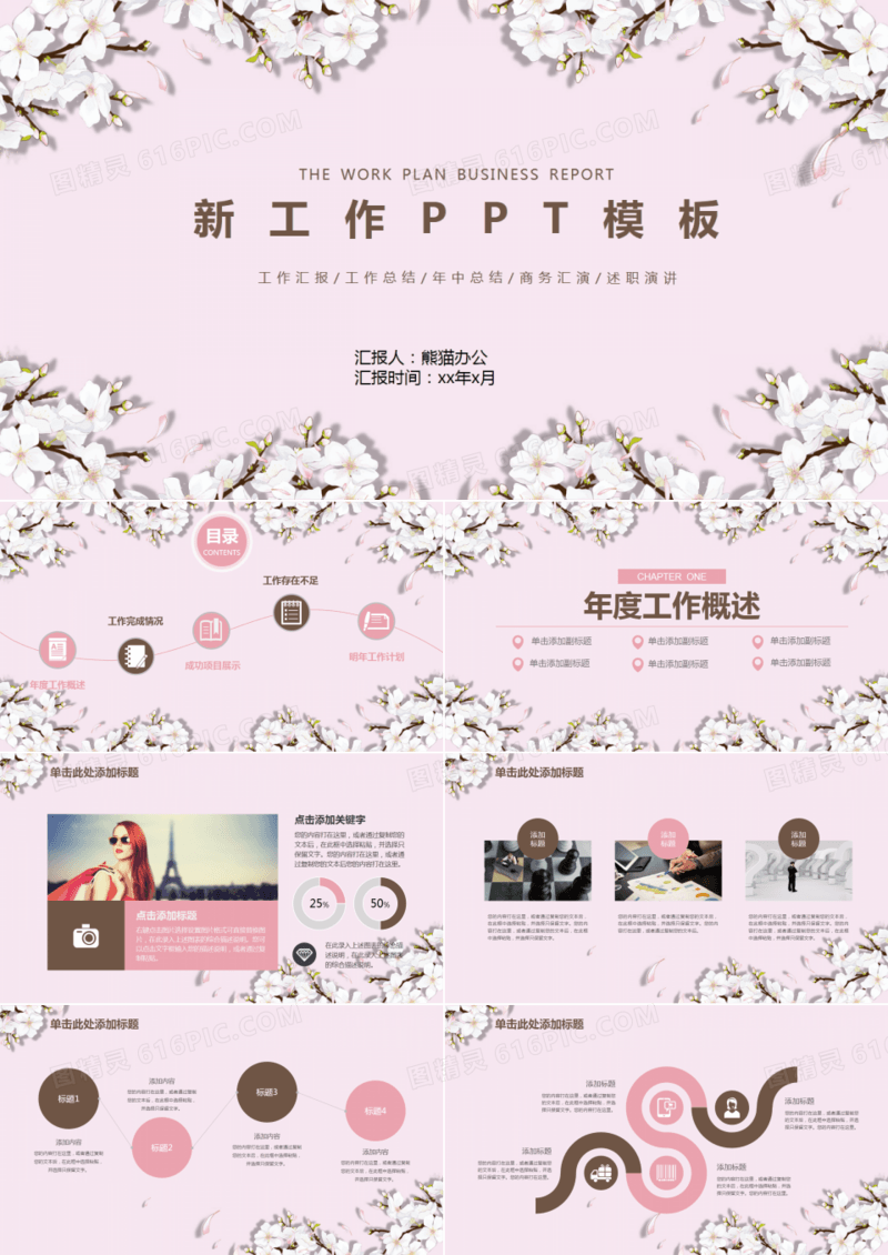 文艺小清新年终总结述职报告商务动态PPT模板
