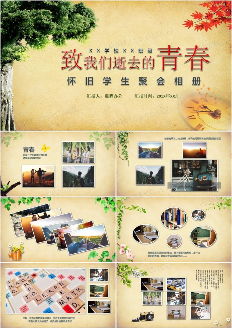 毕业季致青春怀旧同学聚会相册PPT模板