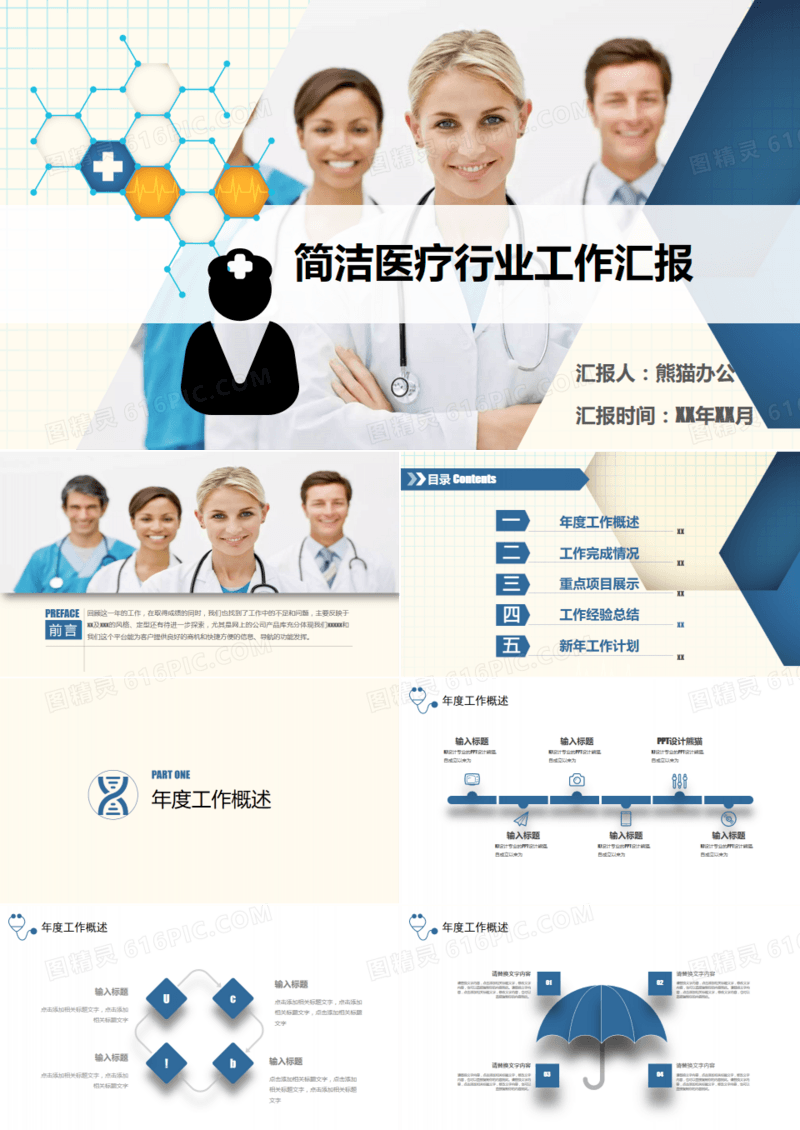 大气简约医疗医药行业工作报告PPT