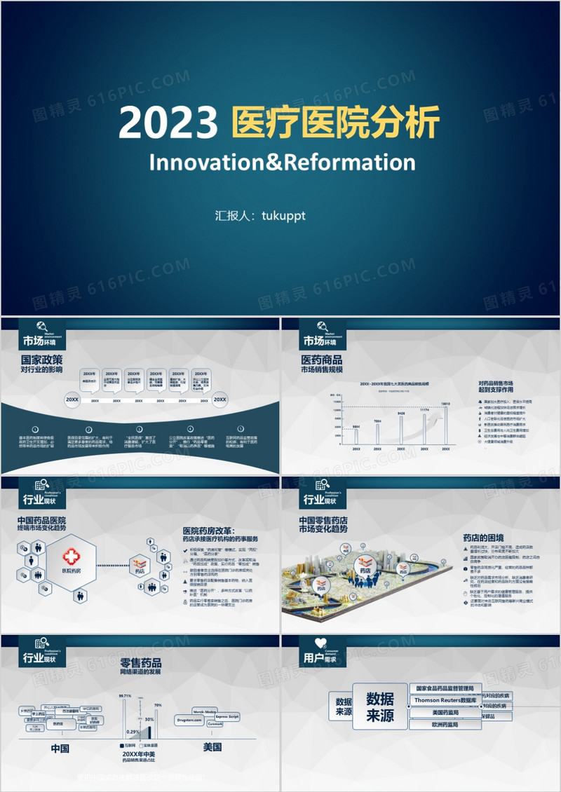 2023年简约健康医疗医院护理分析汇报总结PPT模板