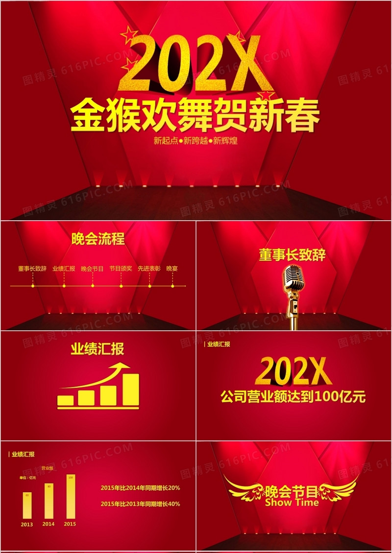 2021年会庆典晚会颁奖晚会庆祝年会报告红色通用PPT模板
