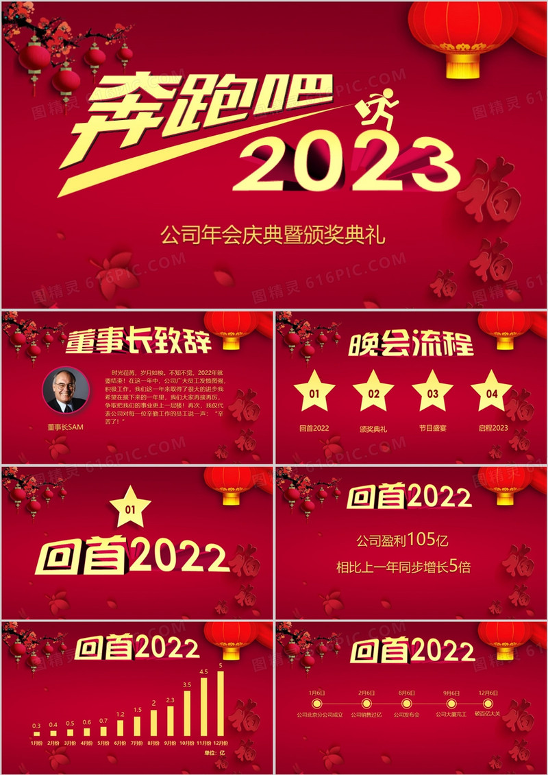 2023红色大气公司年会庆典颁奖典礼PPT模板