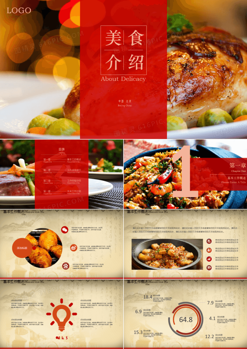 中华美食介绍ppt模板