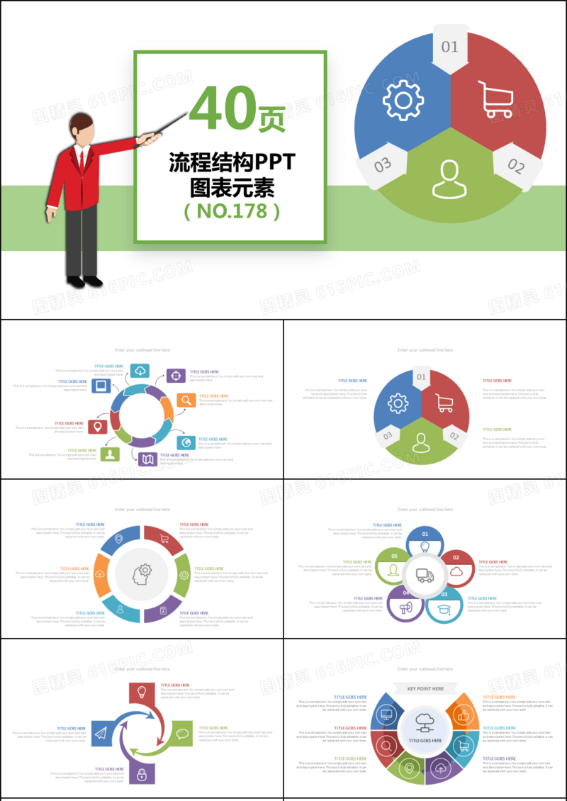 流程结构PPT图表元素