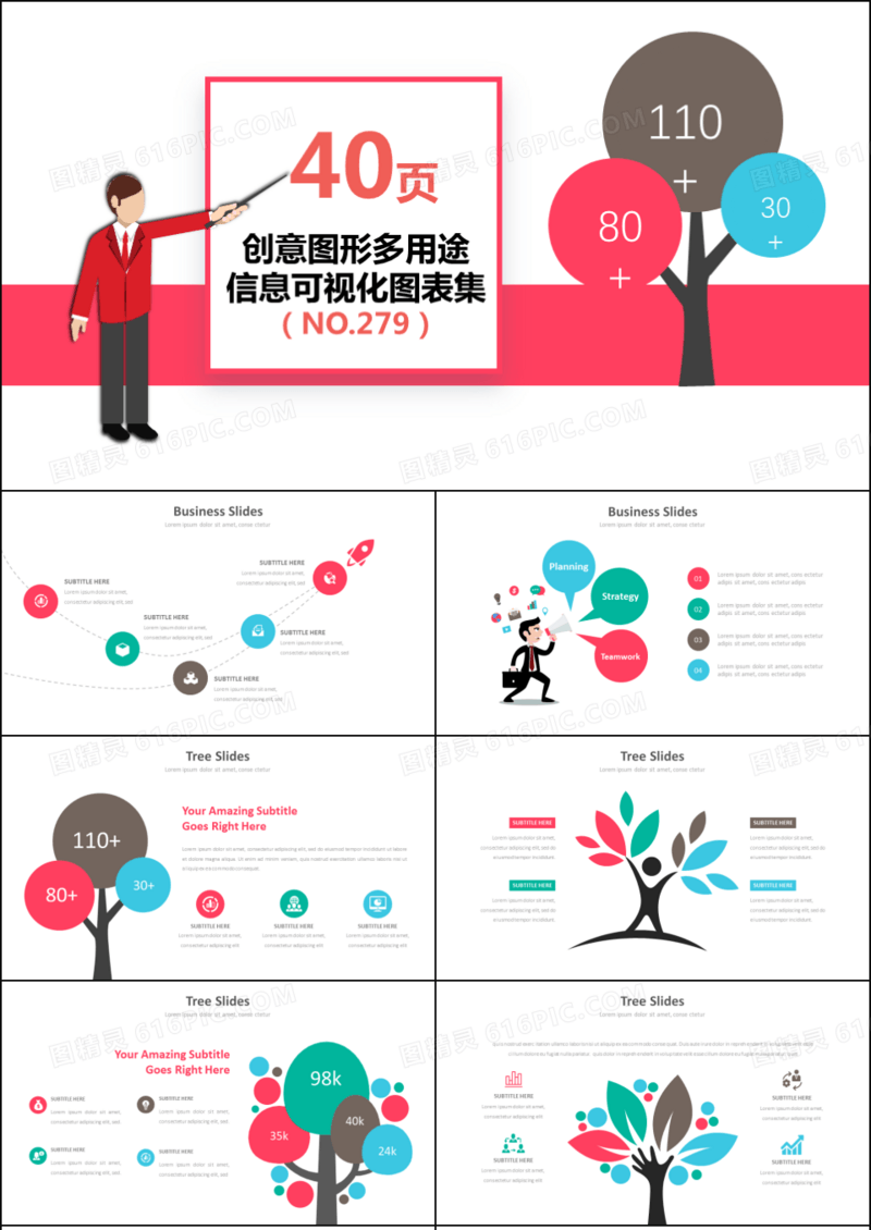 40页幻彩创意图形信息可视化PPT图表