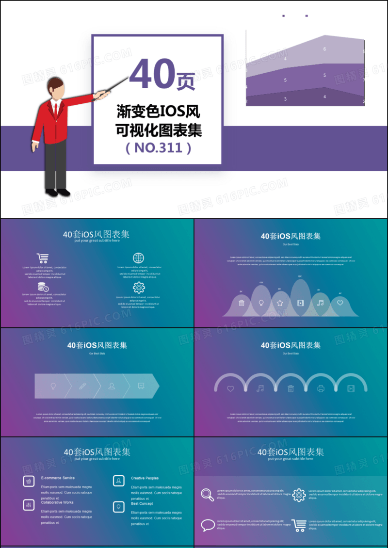 40套IOS风信息PPT图表