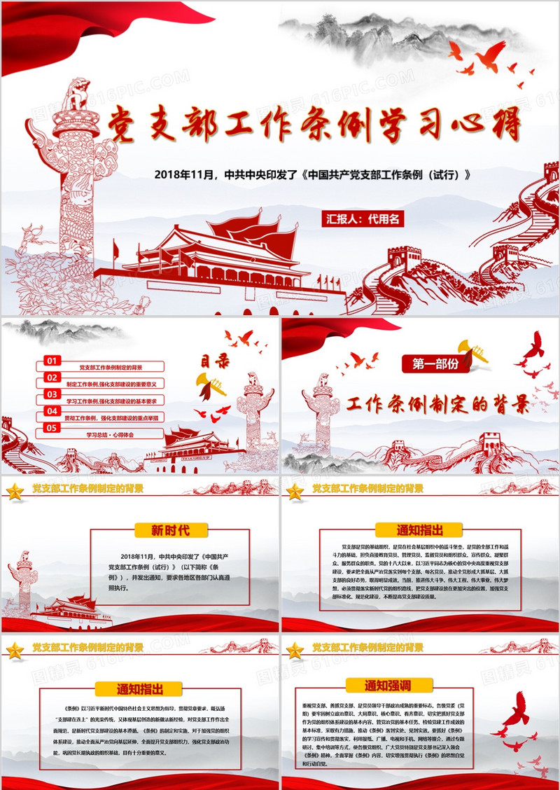 中国共产党党支部工作条例学习心得PPT模板