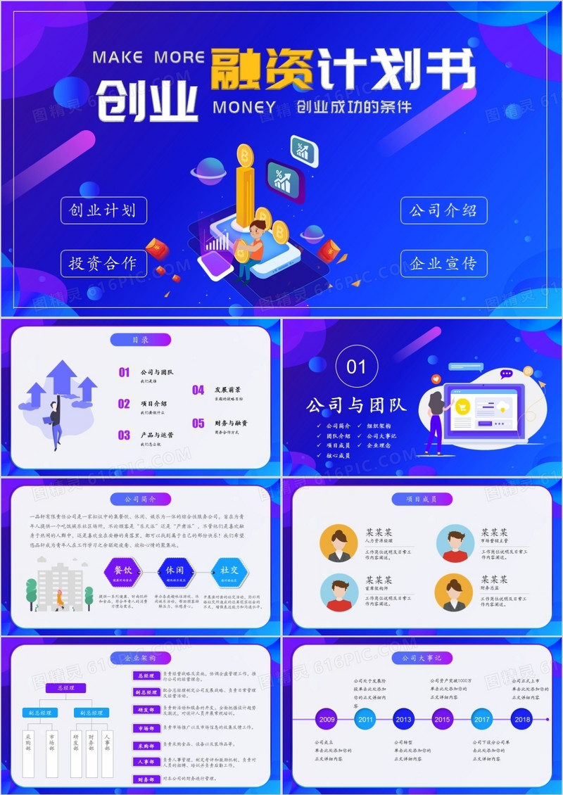 创业融资计划书商业融资理财通用PPT模板