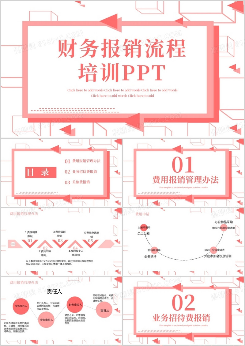 简约财务报销流程PPT模板