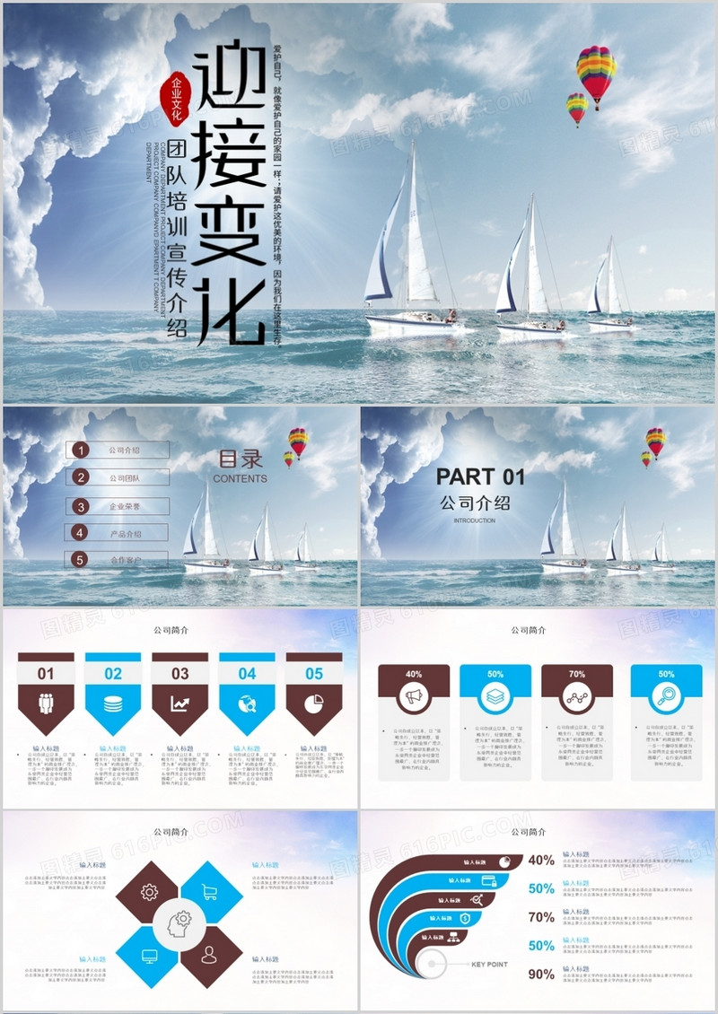 商业企业团队培训宣传介绍PPT模板