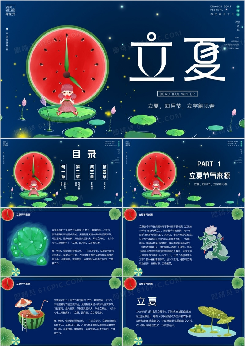 二十四节气立夏PPT模版